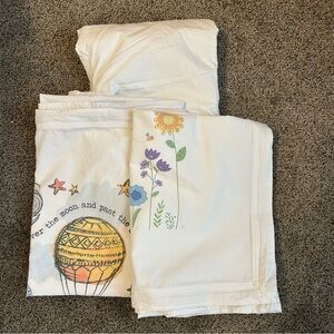 QuickZip Crib Toddler Bed Sheets Two Printed Top One White Bottom